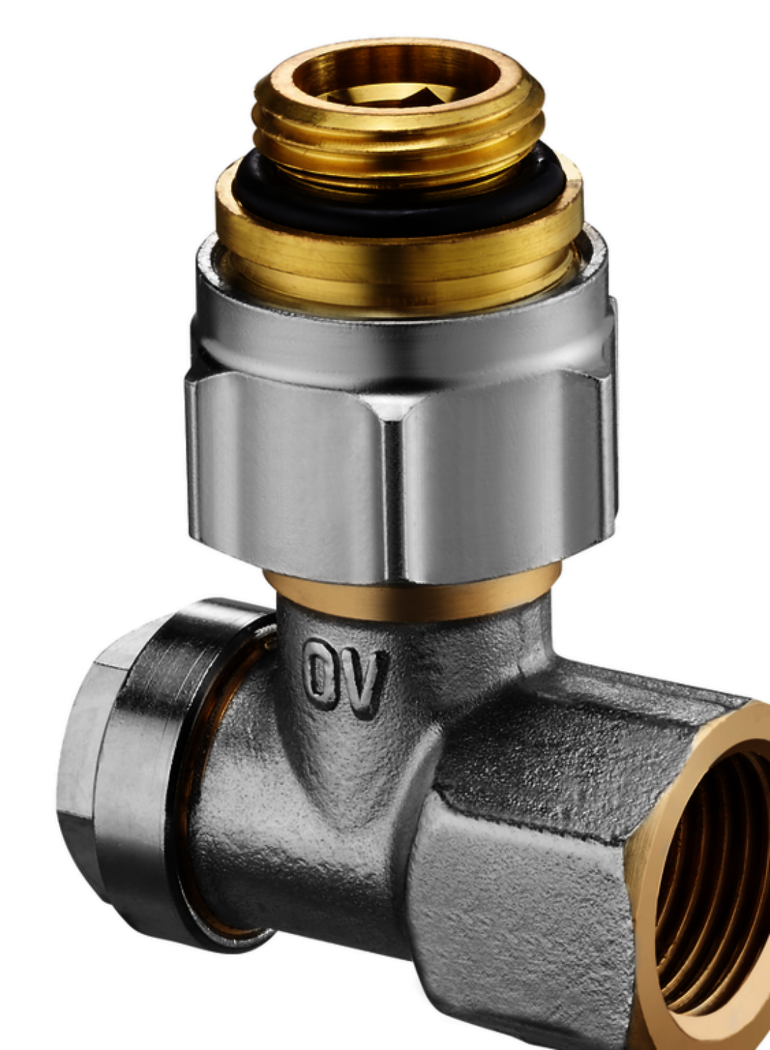 OVENTROP-Absperrwinkelverschraub.Combi 3 "Multiflex F",1/2"AG x 3/4"AG, Ms, vern.