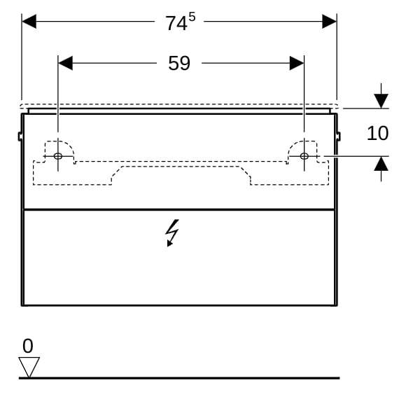 Geberit ONE Unterschrank für Waschtisch m. 2 Schubladen, 74,4x46,5x39,6cm, weiß