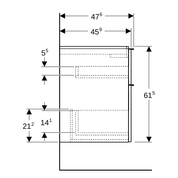Geberit iCon Unterschrank für WT, 2 Schubl. 74x61,5x47,6cm, Nussbaum hicko./Gr. Lava