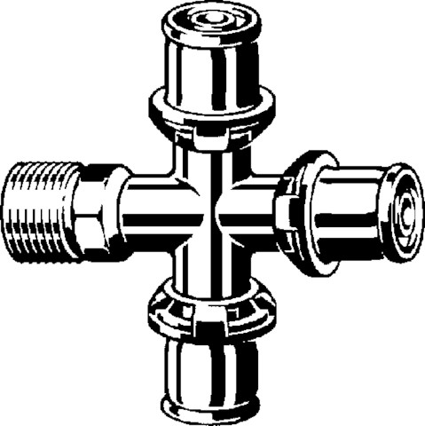 Viega Kreuzstück mit SC Sanfix P 2118.9 in R1/2 x 16mm Rotguss