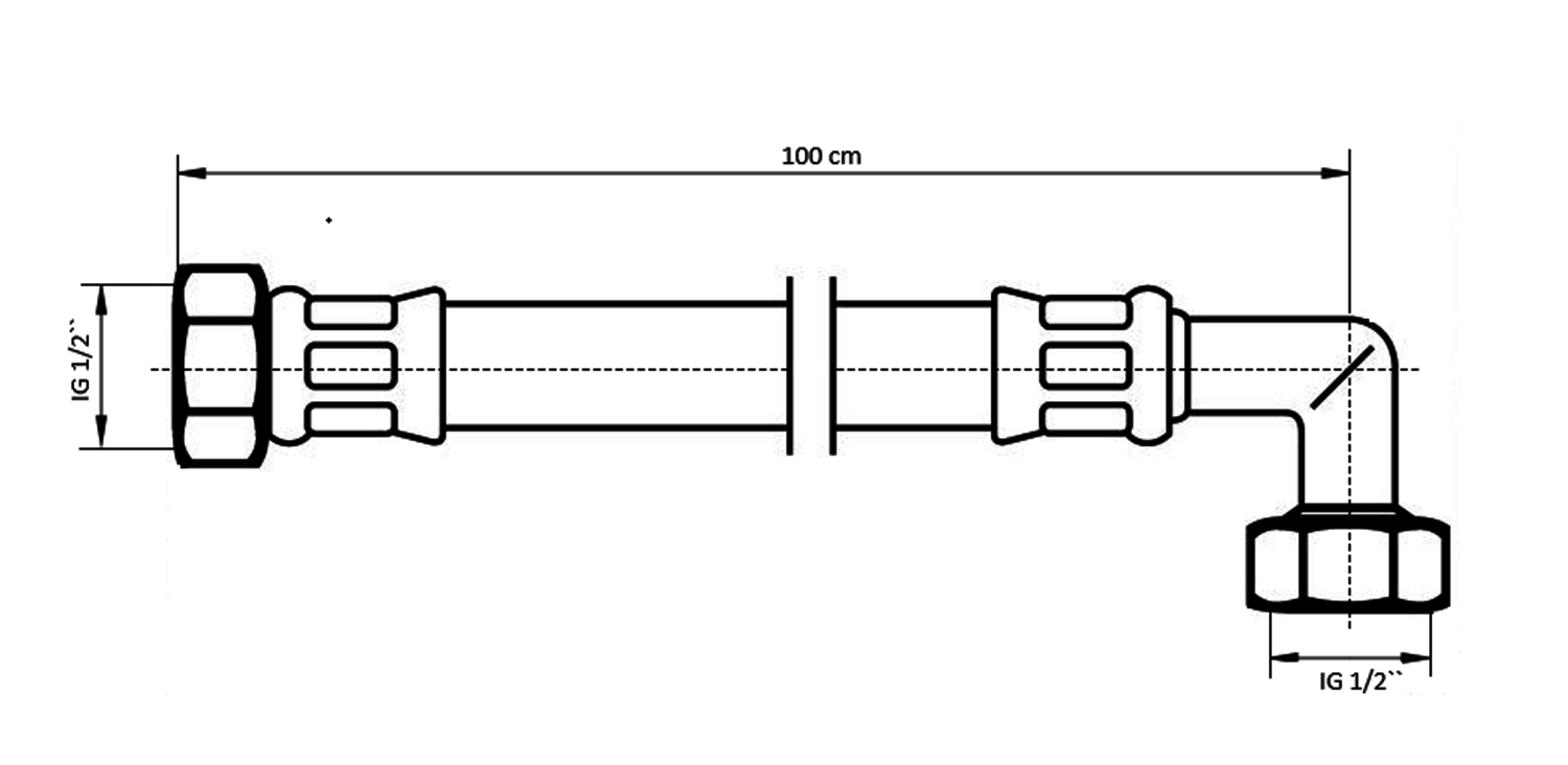 NEOPERL NEOFLEX Panzerschlauch DN10 IG x IG gebogen, 1/2" x 1/2" 100 cm