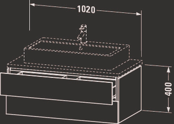 DU WTU für Konsole L-Cube 400x1020x547mm 2 Schubkästen, Weiß Hochglanz