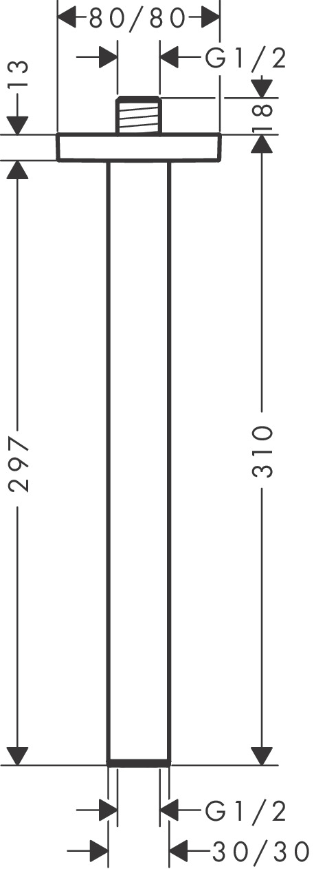 Hansgrohe Deckenanschluss E 300mm chrom