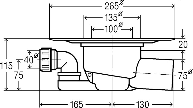 Viega Badablauf Advantix 4921.66 40x70 mm (DN70) Kunststoff grau