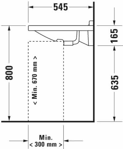 DU Waschtisch Starck 3 Vital 600 mm mit ÜL, mit HLB, 1 HL, weiß