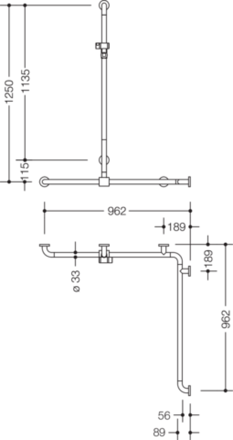 HEWI Dusch-Wannenhdl.m.Br.H.St.,AM:1250, W1/2:962, antimikrobiell signalweiß