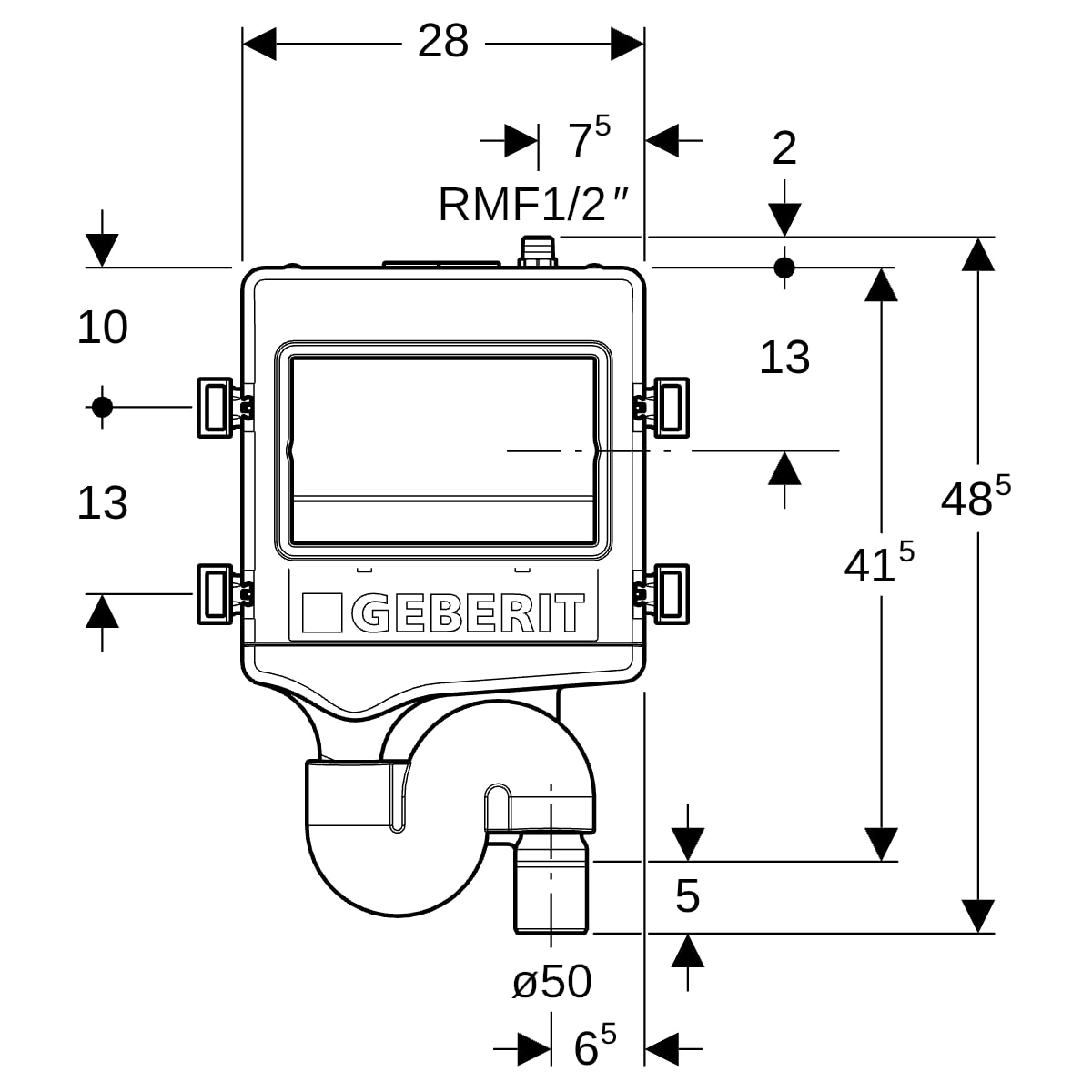 Geberit HS30 Hygienesp. mit 1 Wasseranschluss d:50mm