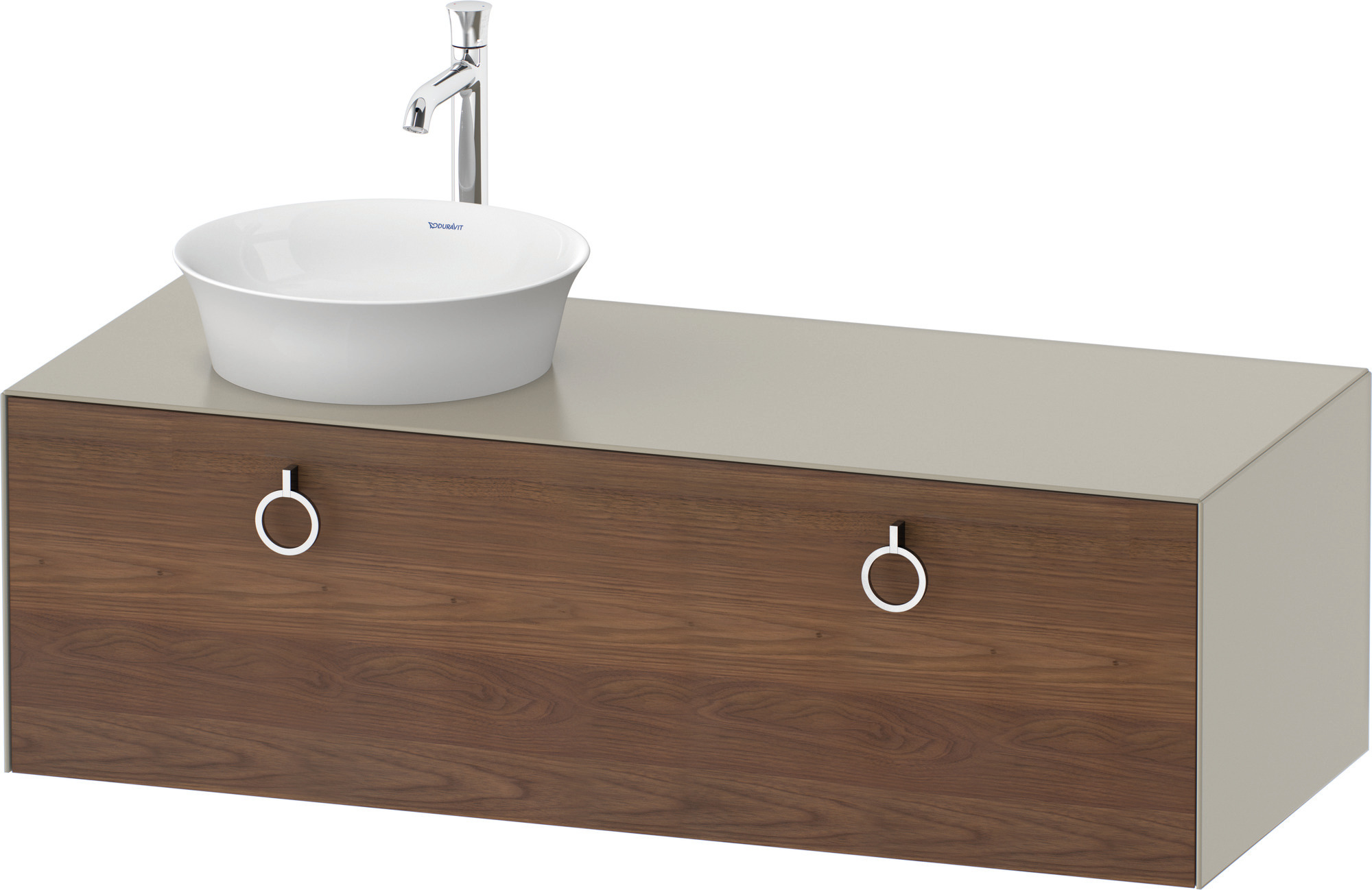 Duravit WTU wandh.White Tulip,1 Aus.,m.Griff Aus.l,408x1300x550,A.Nussb.M./Taupe Sdm