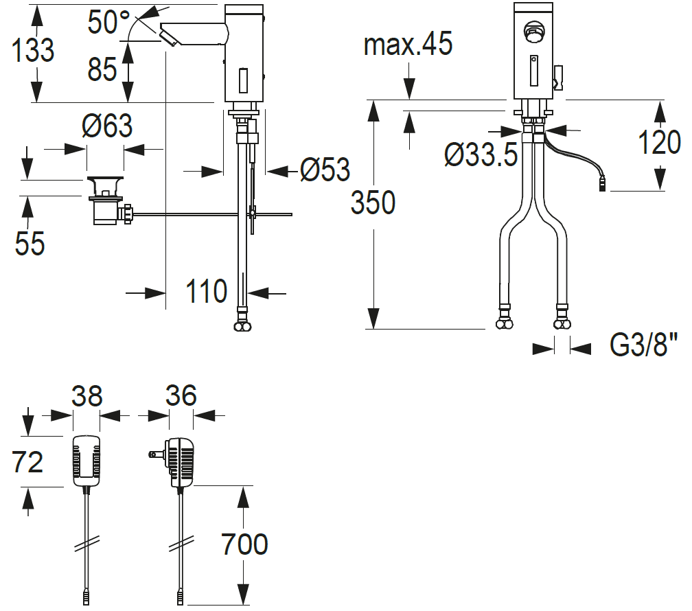 CONTI+ lino elekt. IR Standarm. Batt. m.Misch. Chrom o.Ablg. Click L10