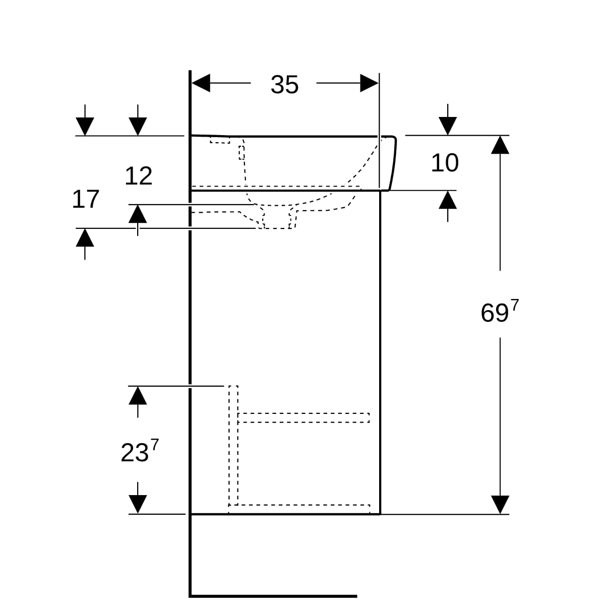 Geberit Renova Plan Set HWB mit US, 1 Tür 50x69,7x38cm, lava/l. seidenmatt