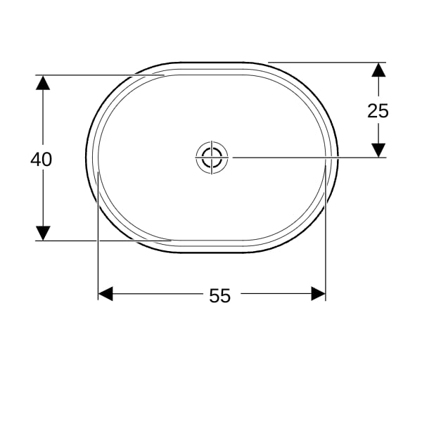 Geberit VariForm Unterbau-WT, elliptisch 62,5x49cm, o. Hl, o. Ül., glasiert, weiß