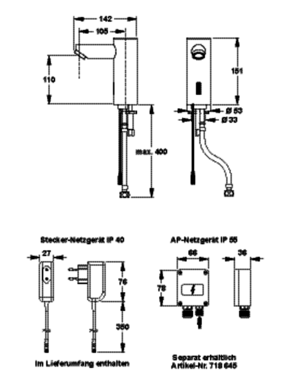 Armatur Saniline Style Vorgemischtes Wasser/Kaltwasser Netz