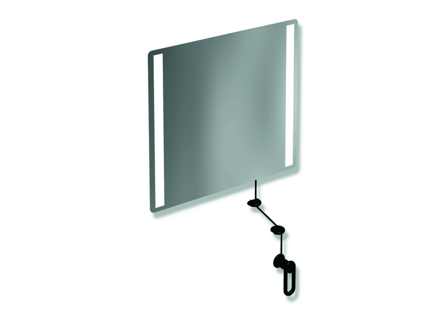 HEWI Kippspiegel LED basic, B:600mm H:540mm tiefschwarz