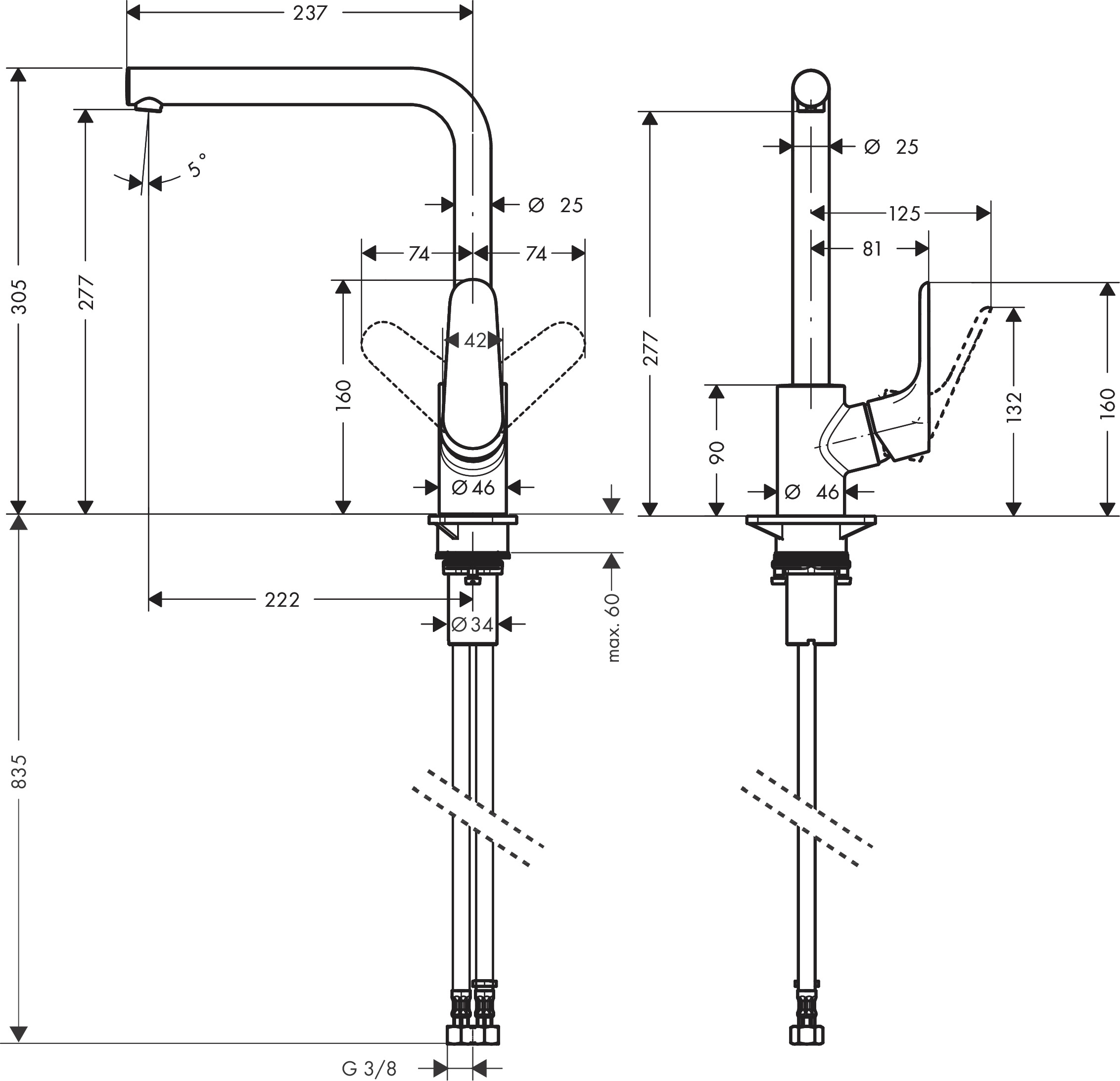 Hansgrohe Spültischmischer 280 Focus M41  1jet chrom
