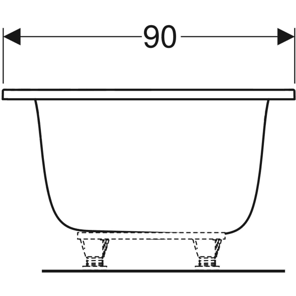 Geberit Tawa Badewanne, schmaler Rand, Duo rechteckig, 190x90cm, weiß