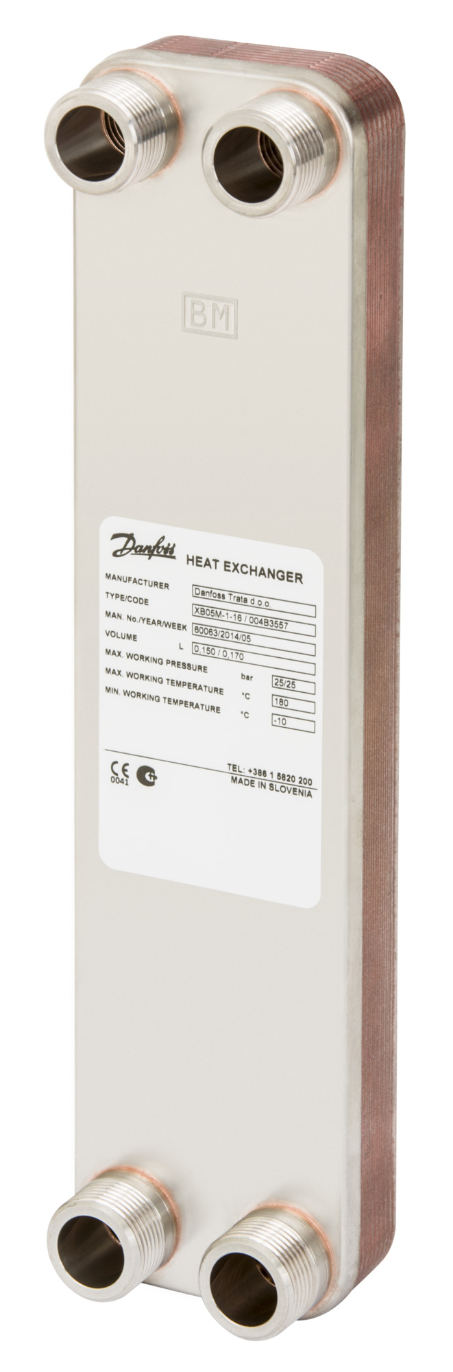 Danfoss Wärmeübertrager, XB05M-1 Kupfer, Plattenanzahl: 20, 25 bar