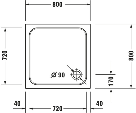 DU D-Code Duschwanne, Quadratisch, 800x800x85 mm, Weiß, Sanitäracryl
