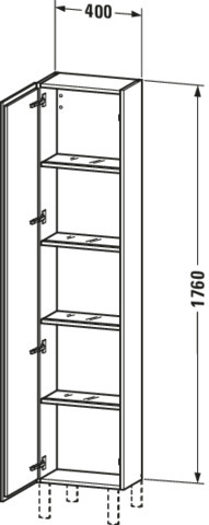 DU LC HS 400x243x1760 Ei Marmoriert Mt Hv 3H Glasfachböden Aluträgersystem: An