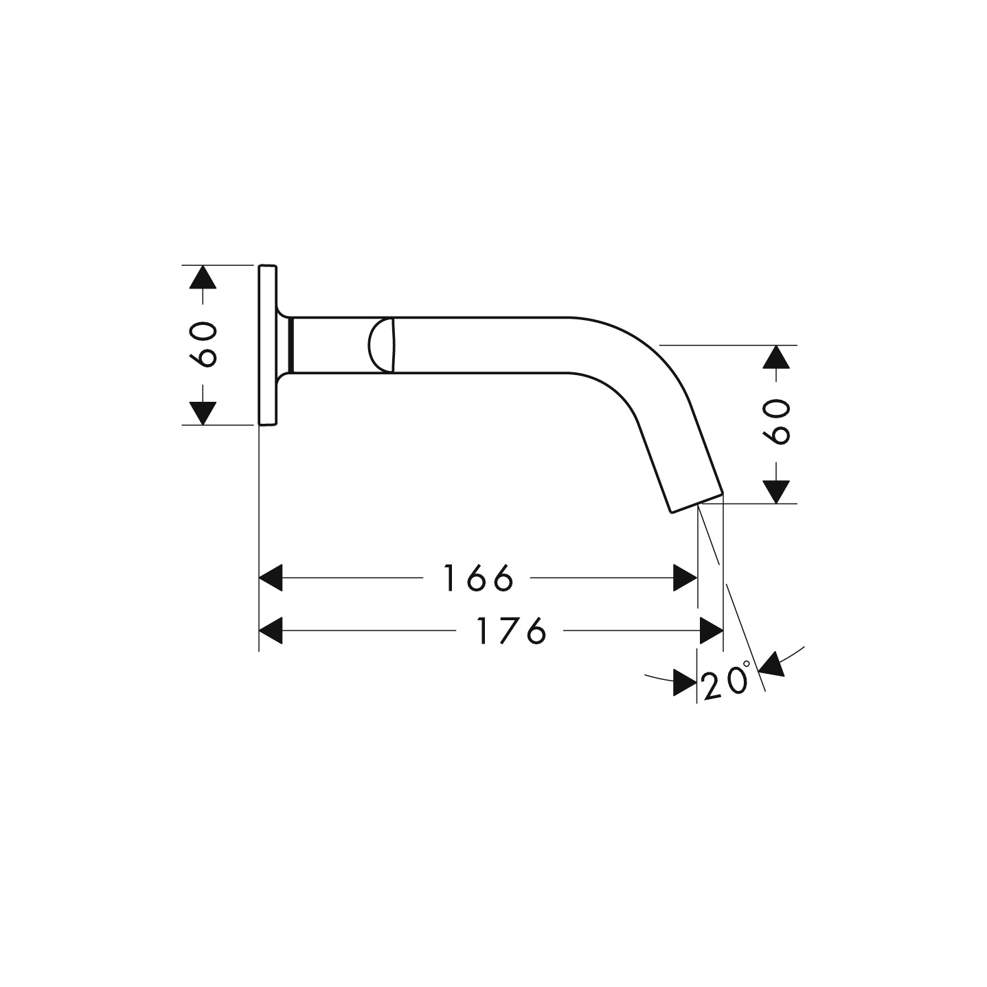 Hansgrohe 3-Loch Waschtischarm.UP Axor Citterio M BBR kurzer Ausl.m.Hebelgr.