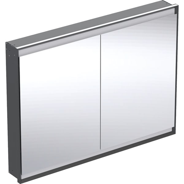 Geberit ONE SPS, Comf.Light, 2 Türen, UP-Mont 120x90x15cm, schwarz matt/alu. plvb