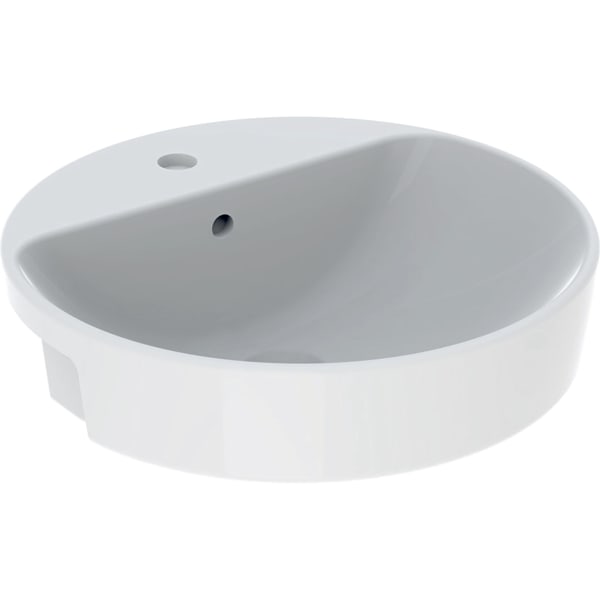 Geberit VariForm Halbeinbauwaschtisch, rund d: 50cm, m. Hl, m. Ül., weiß
