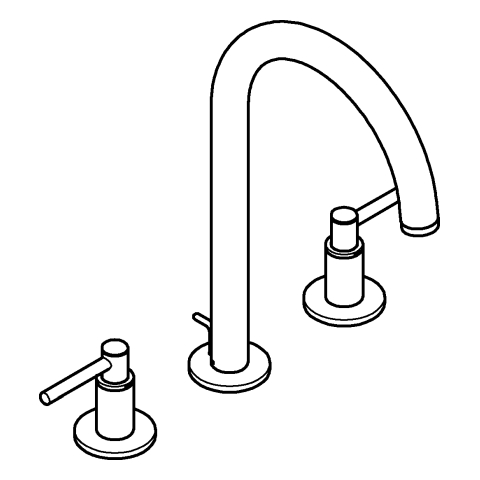 GROHE 3-Loch-WT-Batterie Atrio 20649 Rohrauslauf Hebelgriff cool sunrise