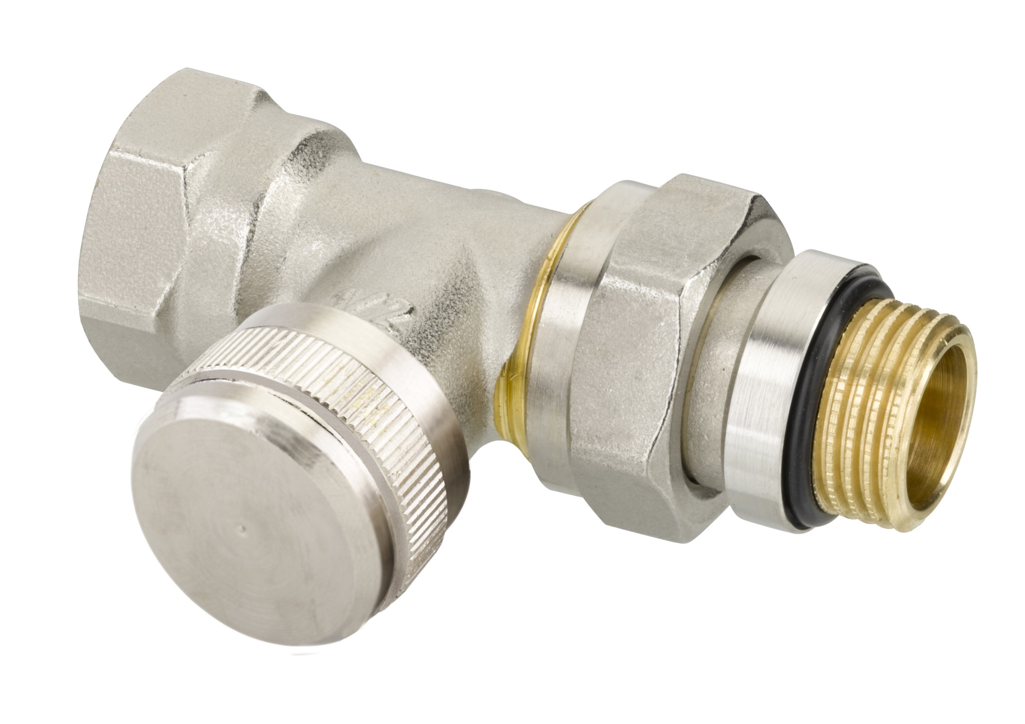 Danfoss Rücklaufverschraubung RLV 15 R 1/2, DG, vernickelt, selbstd, Nippel