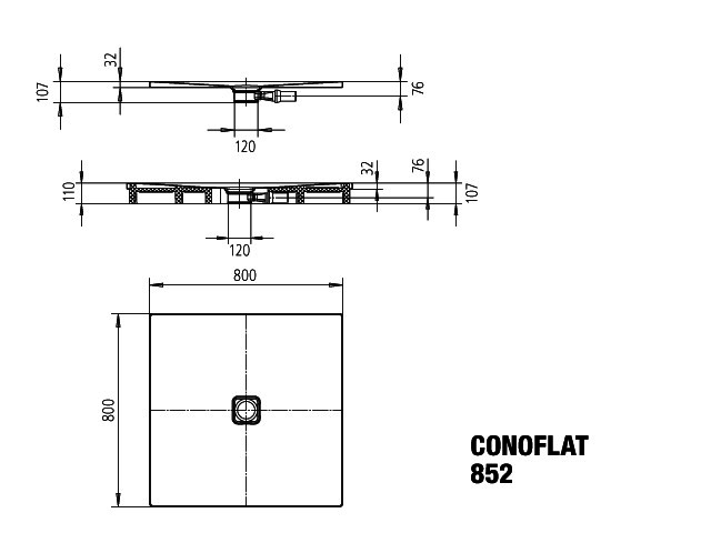 KA DW CONOFLAT Mod.852-1,800x800mm, alpinweiß matt