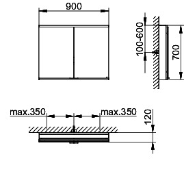 KEUCO Royal Modular 2.0 SPS, bel. 80021, Vorb,2Steckd,sb-elox,900x700x120mm