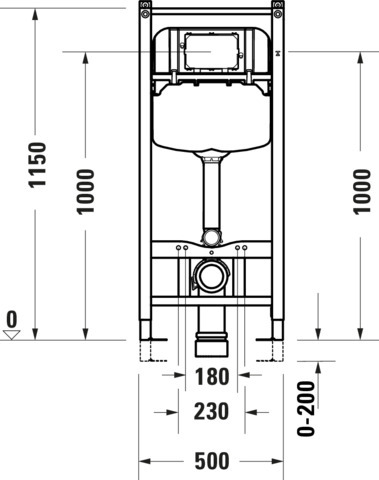 DU DuraSyst. für WWC, Basic,Trockenbau Höhe 1150,Spülbed.mechanisch Vorne