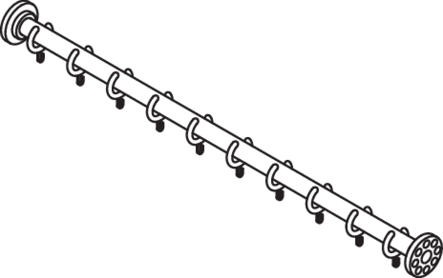 HEWI VH-Stange Ser 801, L:1025mm, 10 Ringe, suizidhemmend reinweiß