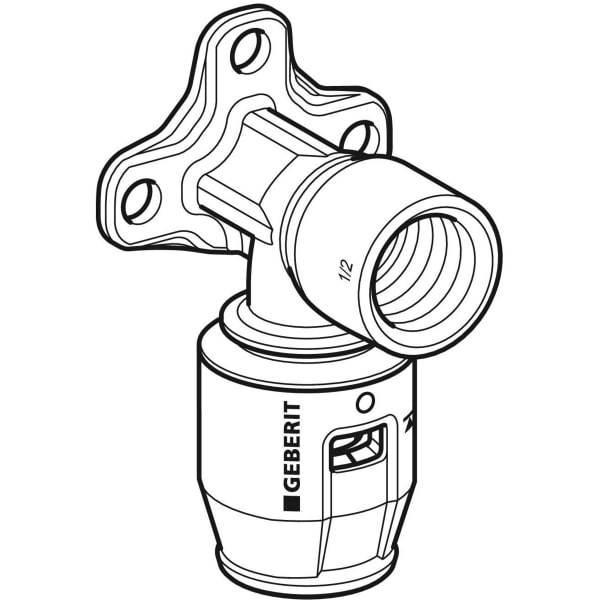 Geberit PushFit Anschlusswinkel 90Gr Rg d16-Rp1/2 L:52mm