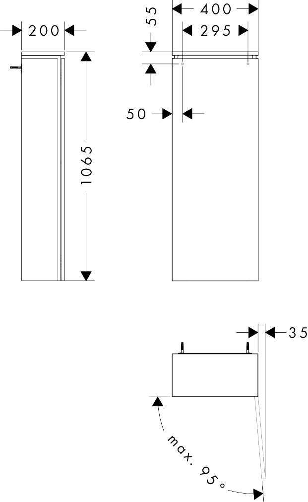 Hansgrohe Xilesa E HHS 400x200 T.A:rechts ECHK  400x350mm Türanschlag rechts ECHK