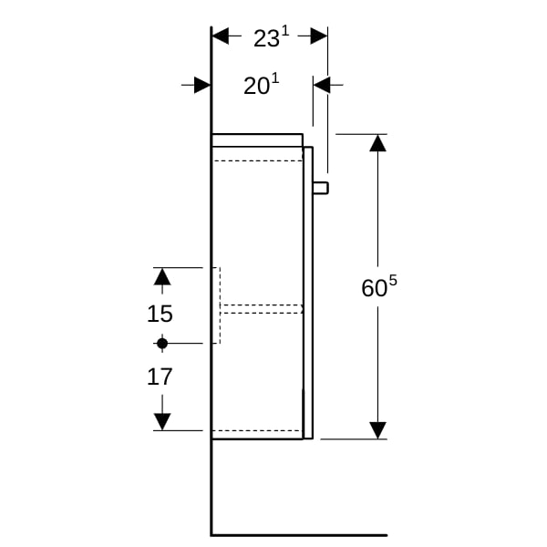 Geberit Renova Compact US 40,8cm für HWB 45cm 1 Tür, 40,8x60,5x23,1cm verk Ausld hgrau