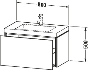 Duravit WTU L-Cube mit Vero Air 500x800x480mm o.HL, 1 Auszug, Nussbaum Natur