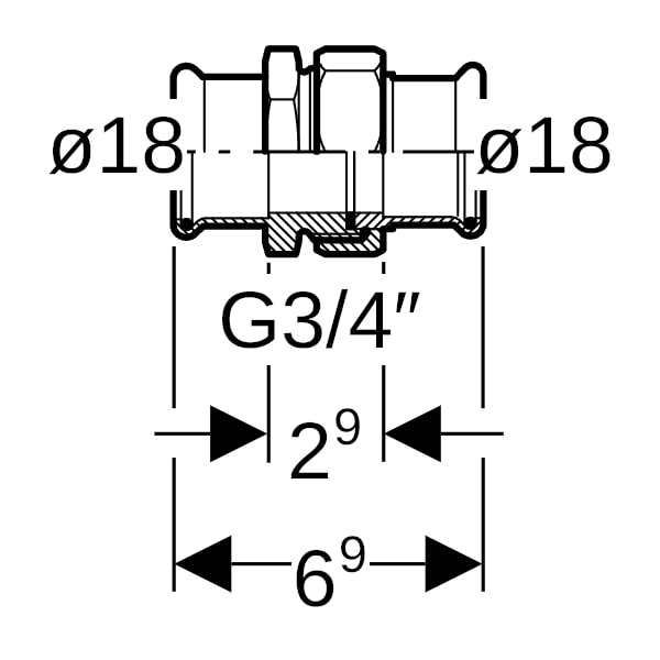 Geberit Mapress Edelstahl Verschraubung (LABS-frei) d18