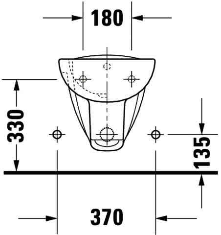 DU Wand-Bidet D-Code 545 mm mit ÜL, mit HLB, 1 HL, weiß