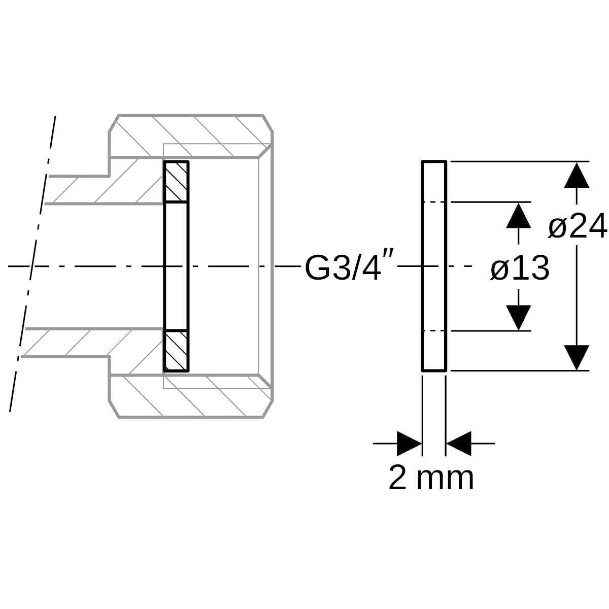 Geberit Mapress Flachdichtung EPDM schwarz d24xdi13x2 G3/4"