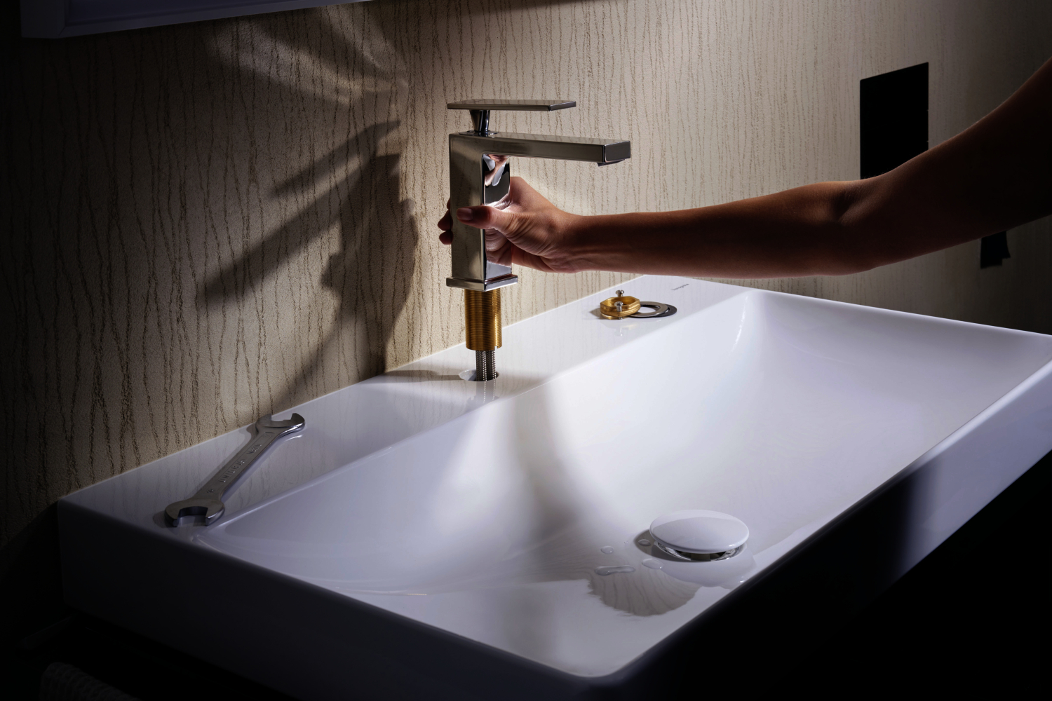 Hansgrohe WTM 110 Tecturis E CoolStart  EcoSmartu.  m. Zugstangen-Ablaufg. chrom