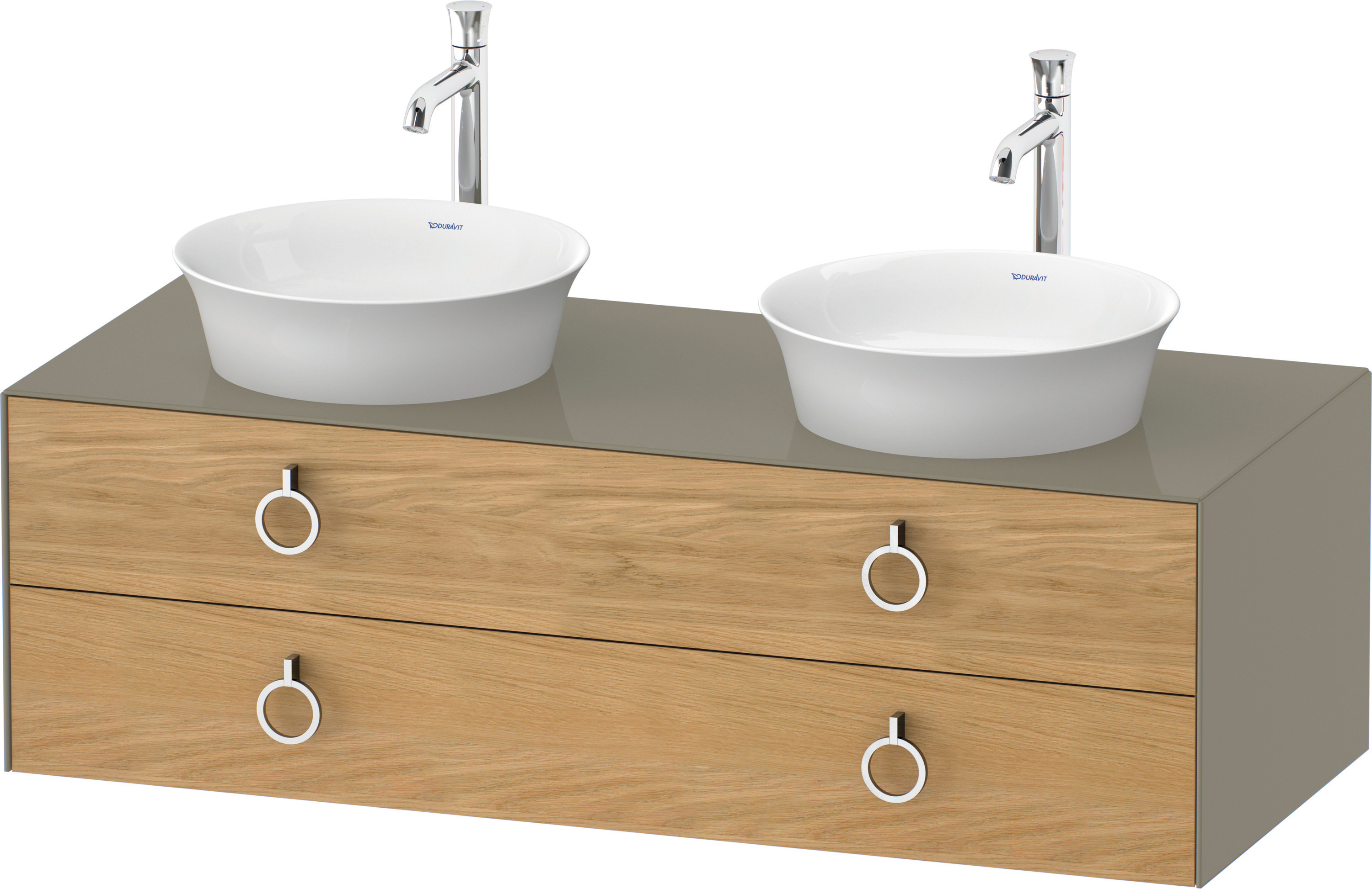 Duravit WTU wandh.White Tulip,2Schk.,m.Griff Aus.b,408x1300x550,Eiche N.M./St.gr.HGL