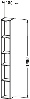 Duravit Regalelement L-Cube 180x180x1400mm vert., 5 Fächer, Betongrau Matt