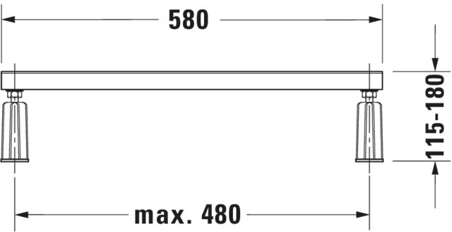 DU Fußgestell für D-Code Bade- und Duschwannen, mit Seitenlänge > 1000mm