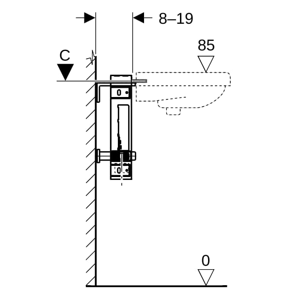 Geberit Kombifix Element für Waschtisch Standarmatur