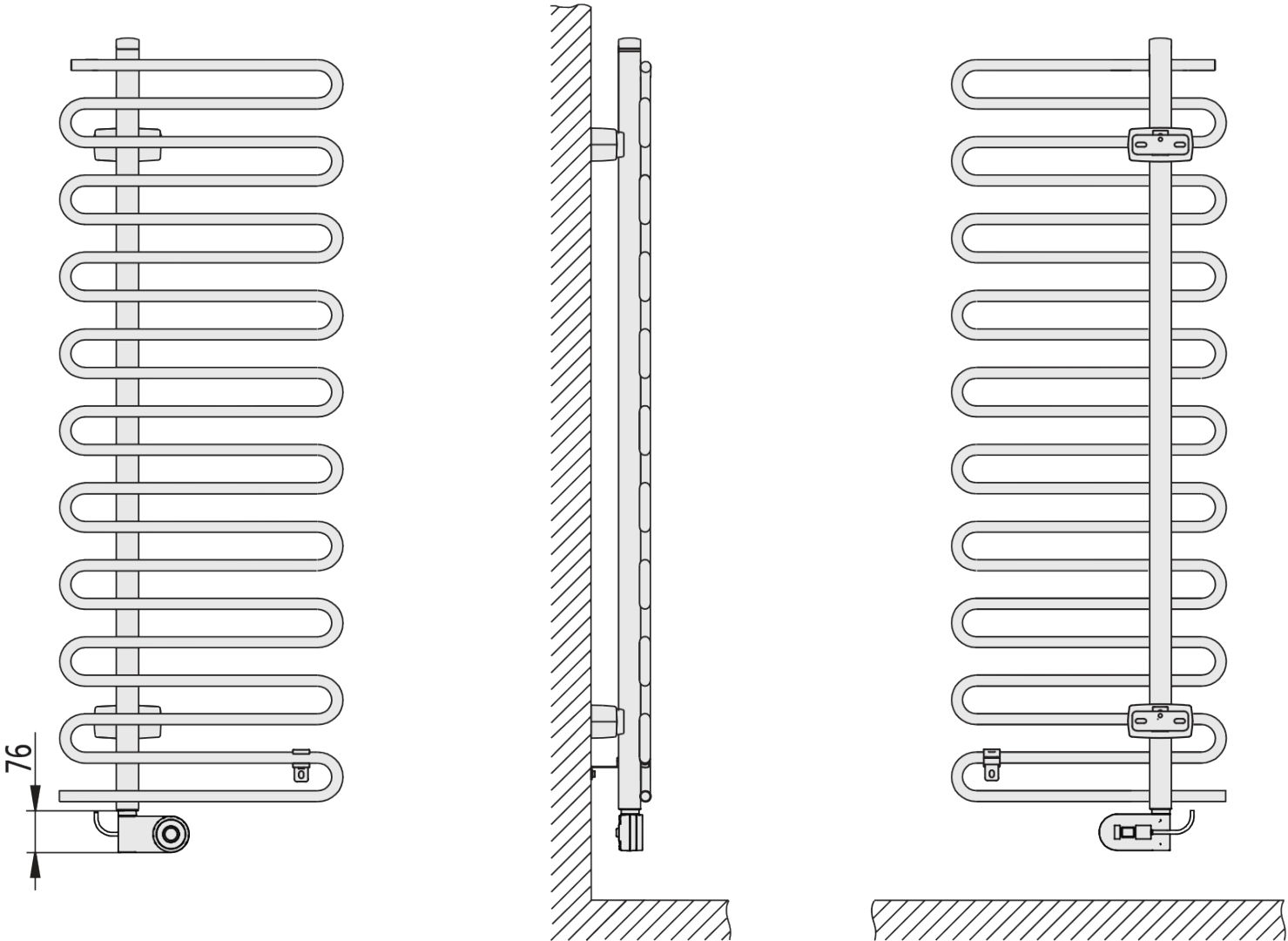 Kermi Icaro -E BH1841x58x400mm P=600W,glanzsilber, WRS weiß, rechts