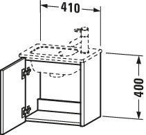 Duravit Waschtischunterbau XSquare, 1 Tür, li 400x410x289mm, Betongrau Matt