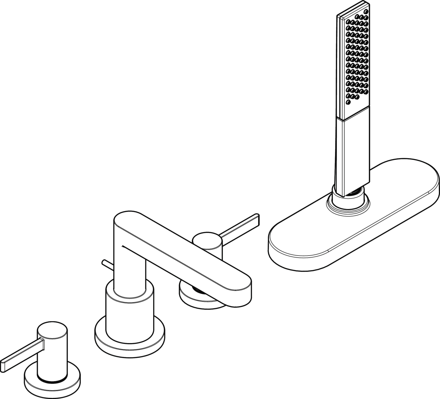 Hansgrohe 4-Loch Wannenarmatur Finoris F-Set Wannenrandmontage mit sBox mattschwarz