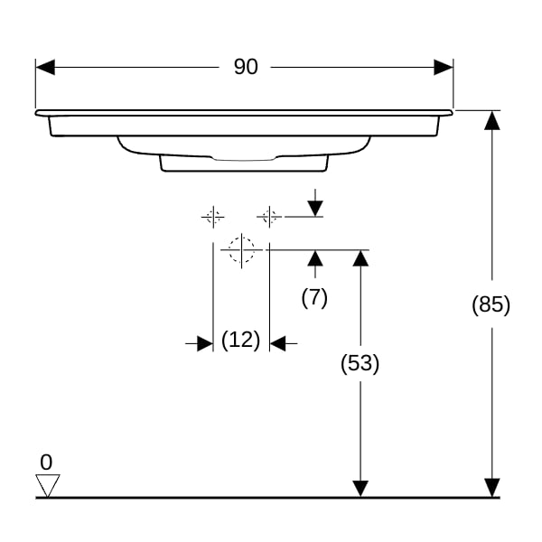 Geberit ONE MWT 90x48cm, CleanDrain o. Hl., o. Ül., weiß, KeraTect/weiß glzd