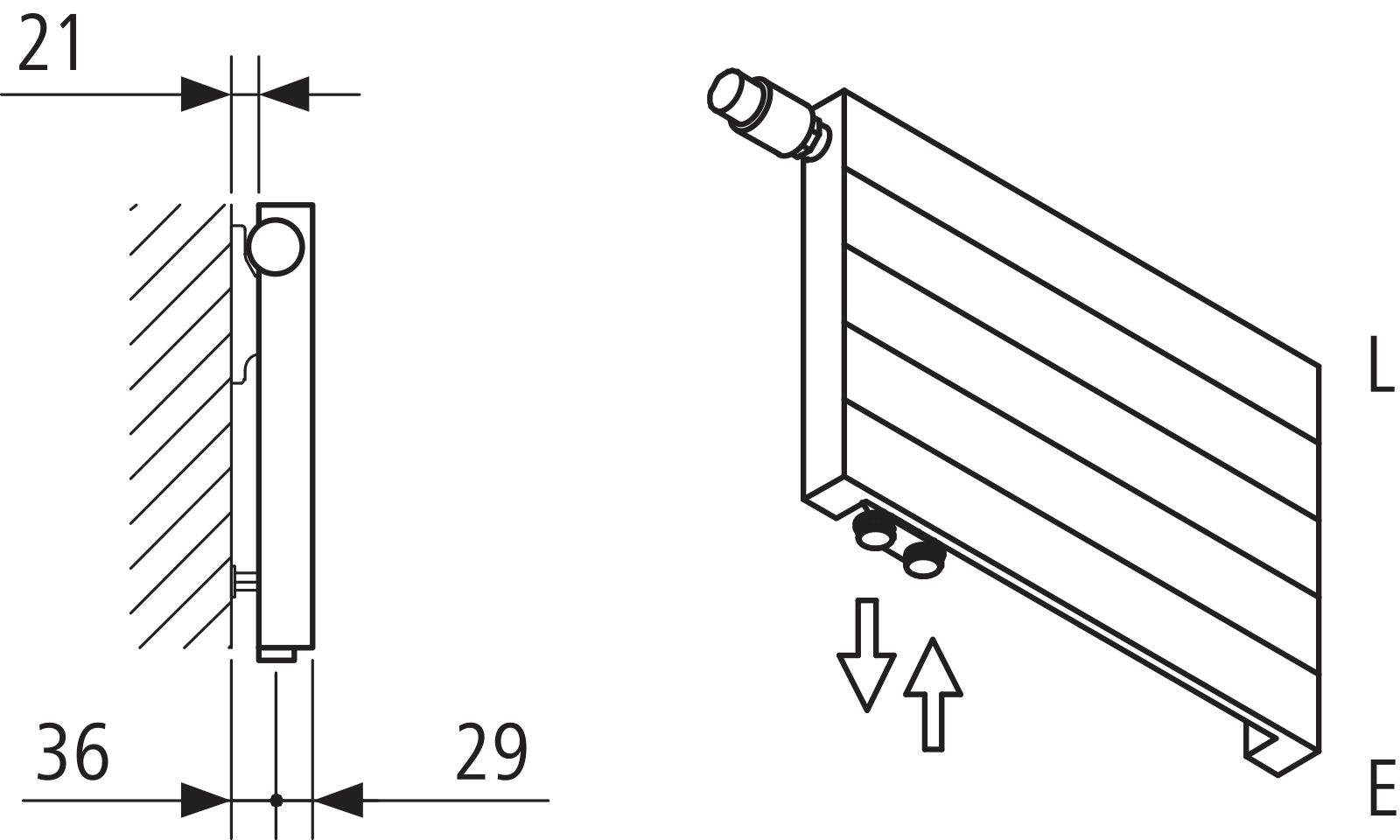 Kermi V-Heizwand HHV T10 BH560x43x600 QN356, RAL9016, 6 bar,o. Abd.,Ausf. re
