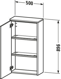 Duravit Halbhochschrank XSquare wandh. TA li. 896x500x236mm, Betongrau Matt