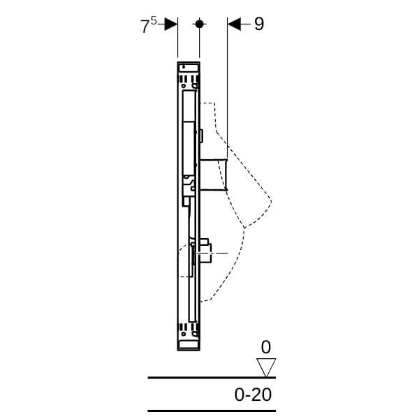 Geberit GIS Element für Urinal, 114 cm-132 cm Universal, für verd. UR-Strg.